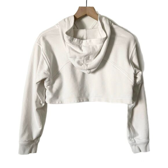 Lululemon All Yours Cropped Hoodie in White Cotton Terry Size 6 - Picture 3 of 5